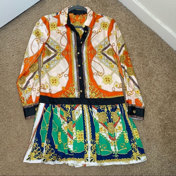 Zara Multicolor Chain Print Scarf Dress - Picture 3 of 11